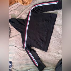 Black hoodie with rainbow stripes